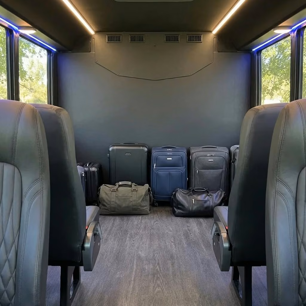 greenfield 20 passenger minibus luggage area