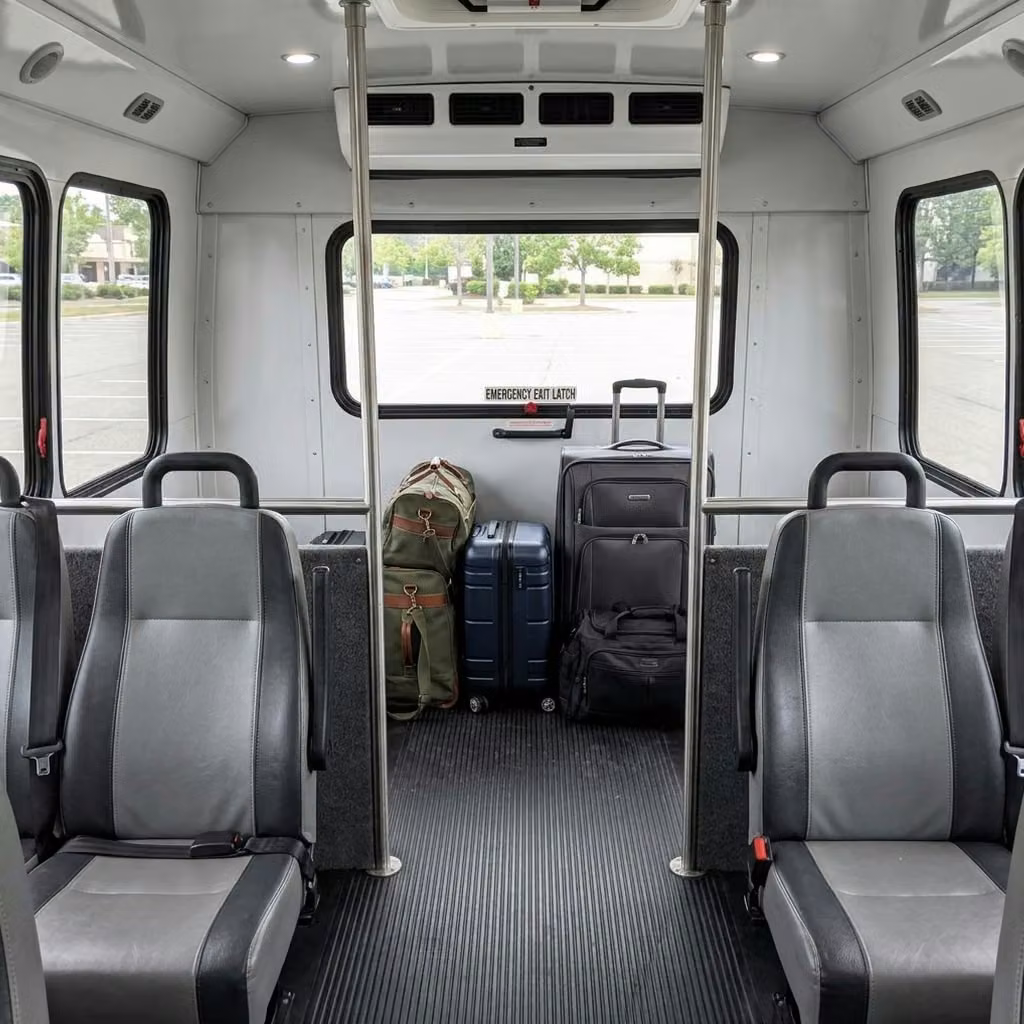 greenfield 28 passenger minibus luggage area