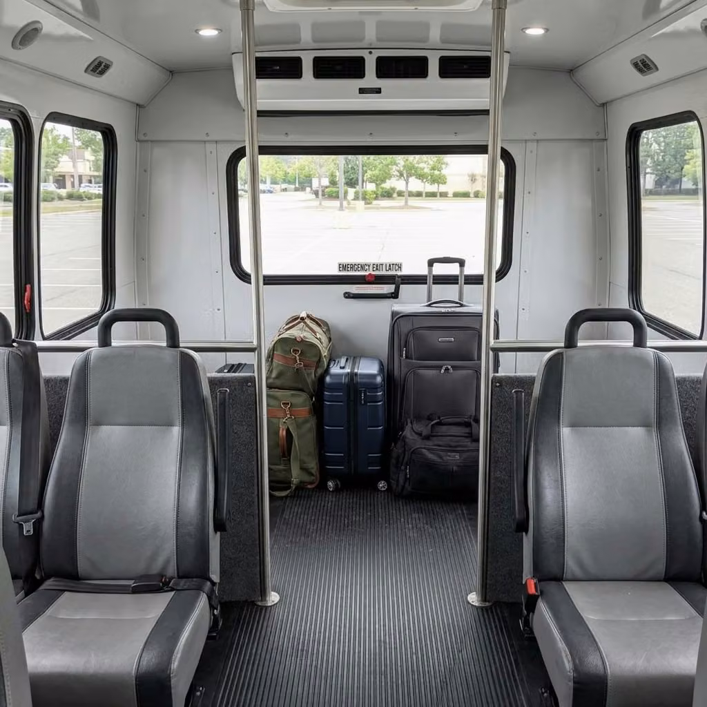 greenfield 30 passenger minibus luggage area