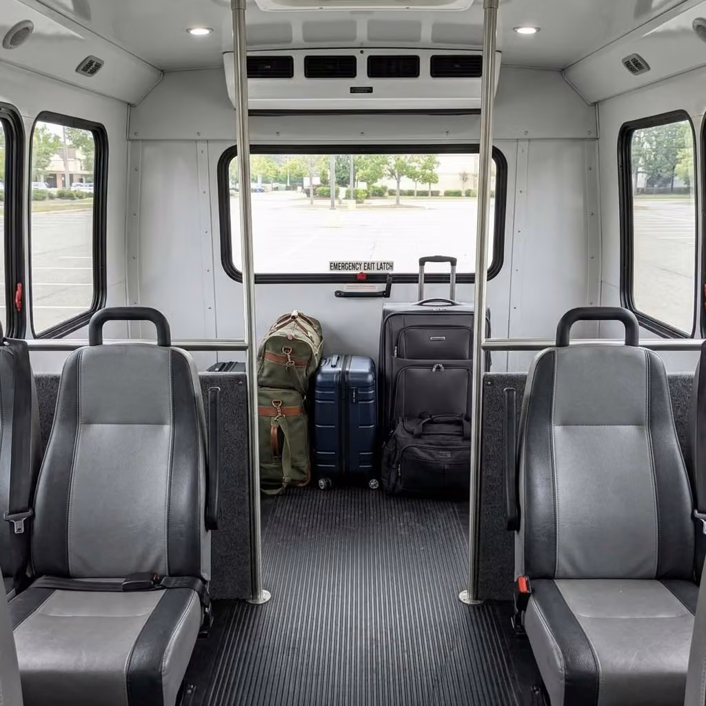 greenfield 35 passenger minibus luggage area