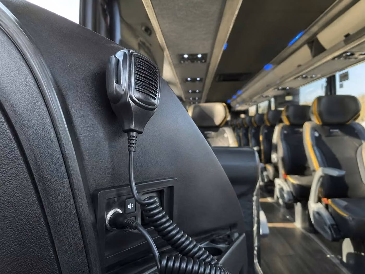 greenfield 56 passenger charter bus pa system