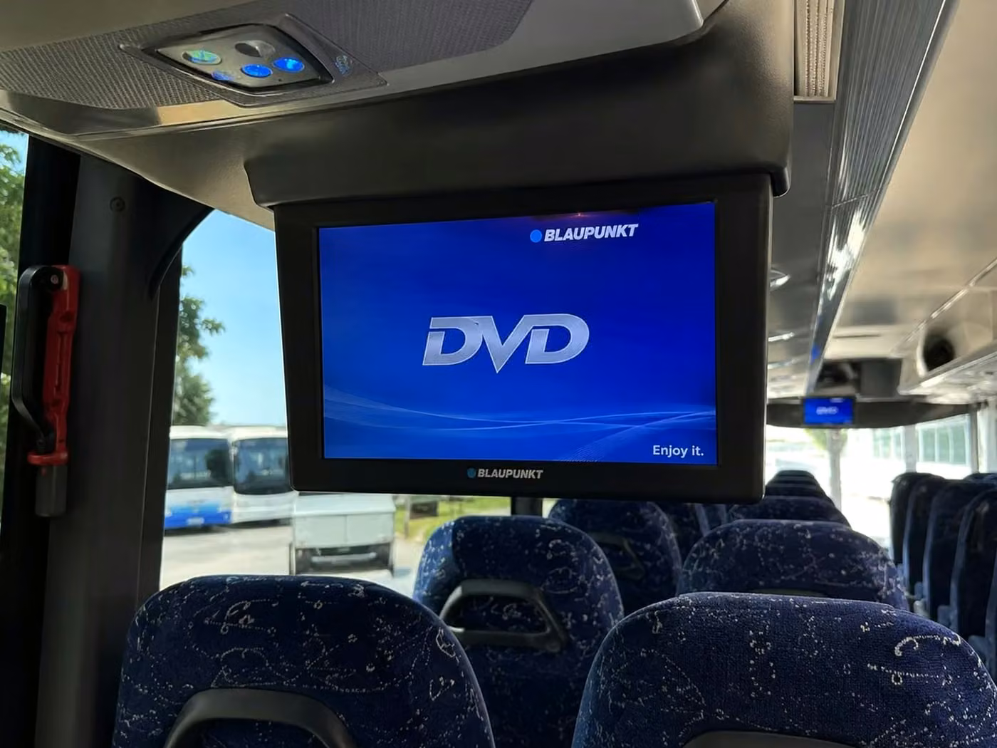 greenfield 56 passenger charter bus tvs