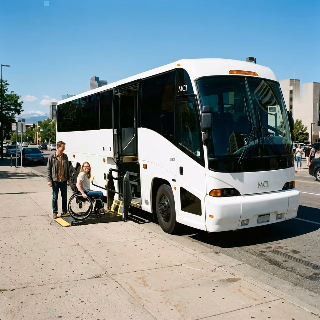 greenfield 56 passenger charter bus wheelchair lift