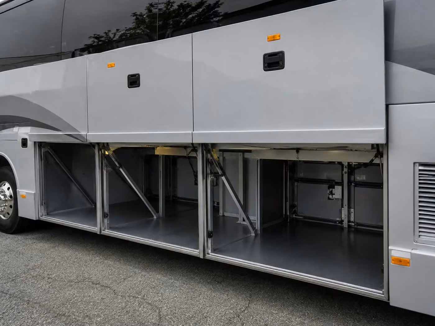 greenfield charter bus under bus storage