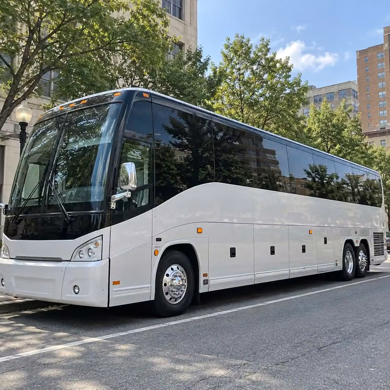 greenfield full size 56 passenger charter buses for large greenfield guest lists