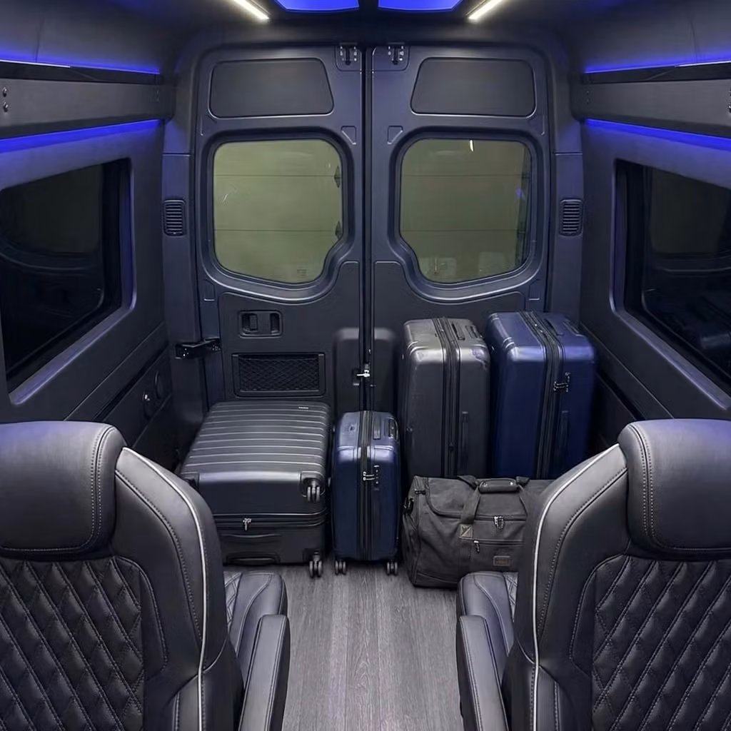 greenfield sprinter van rental with driver luggage area